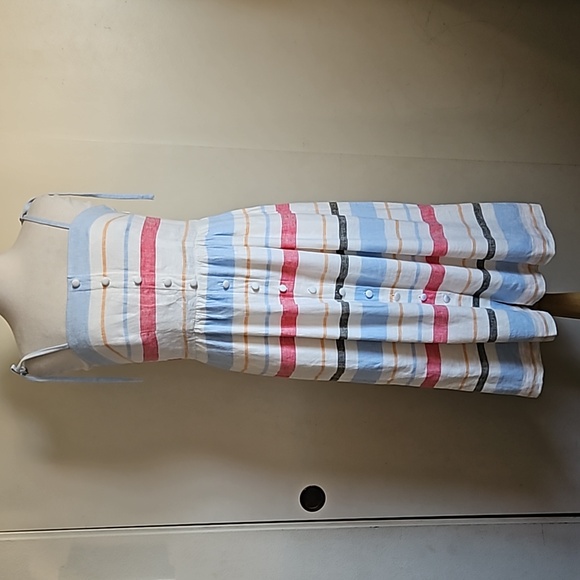 Gal Meets Glam linen striped strappy sundress size 8 - Picture 3 of 15